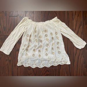 Lucky Brand off the shoulder embroidered top